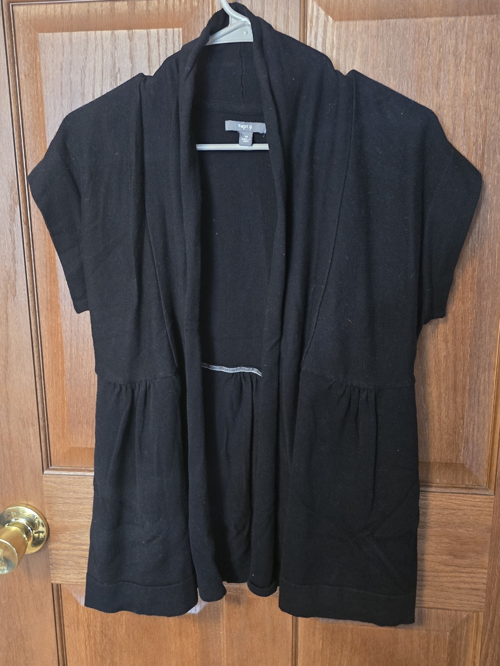 Apt 9 Black Open Front Short Sleeve Cardigan Medium